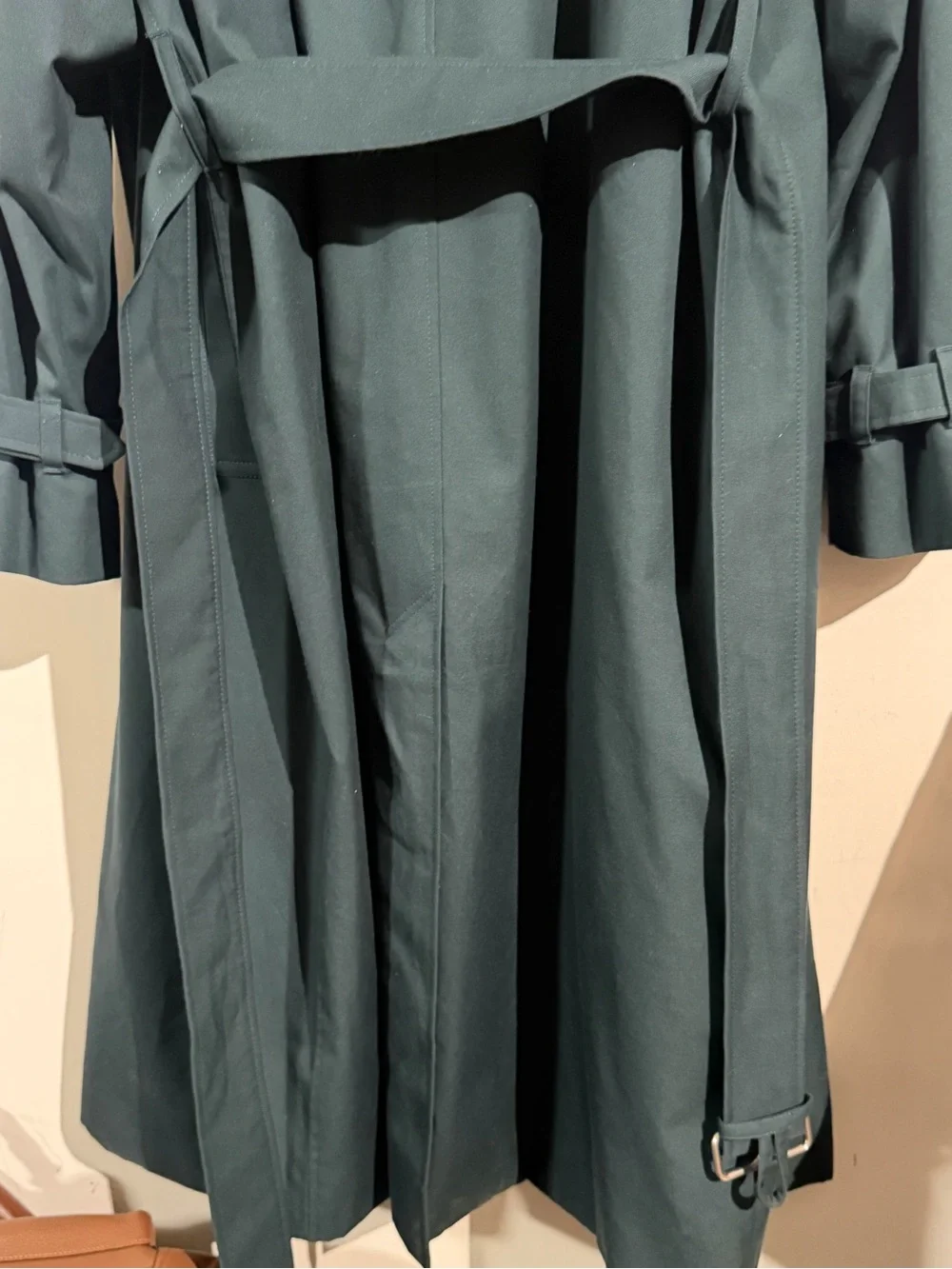 Burberry Men’s Teal Trench Coat with Signature Plaid Lining